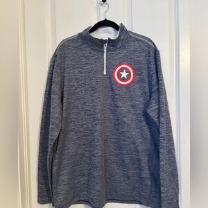 Marvel - Captain America Heathered Blue 1/4 Zip. Size XL Poly & Super Cozy!